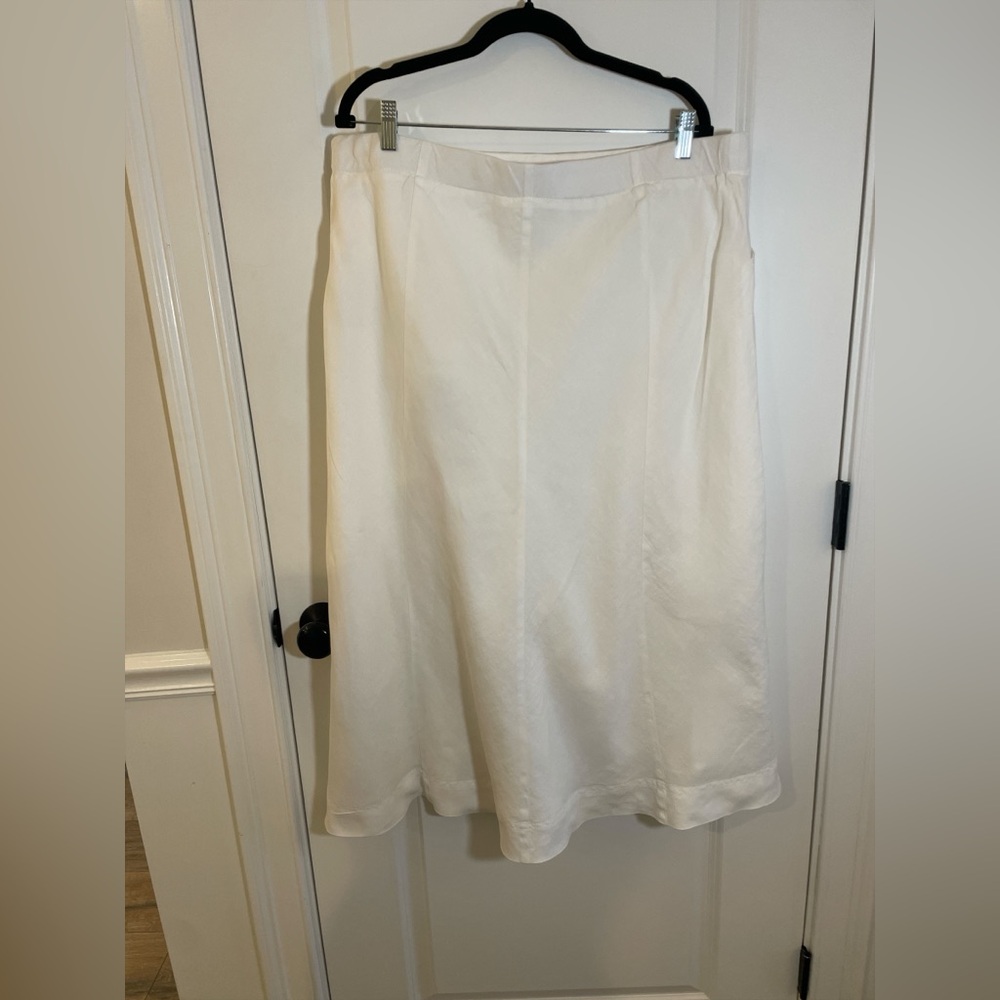 J. Jill 100% Linen Frank White Elegant Full Length Skirt
